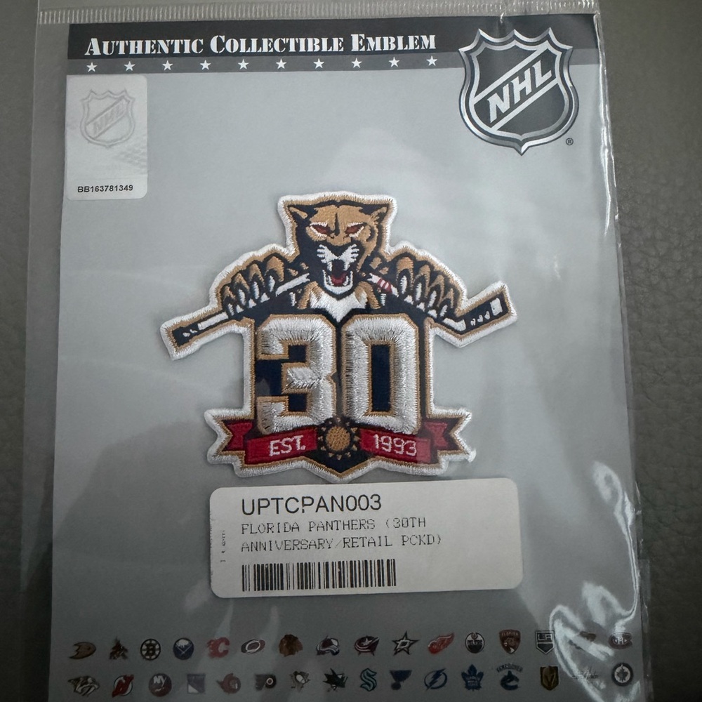 NHL Florida Panthers 30th anniversary patch
